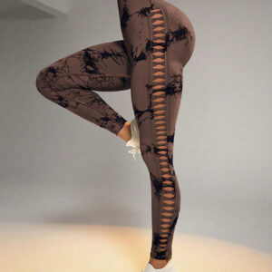 Cut-Out Tie-Dye Yoga Pants