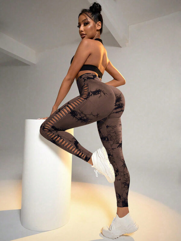 Cut-Out Tie-Dye Yoga Pants - Image 9