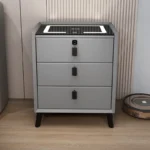 3-Drawer Smart Bedside Table with Wireless Charging – Solid Wood Nightstand with Fingerprint Lock - Image 2