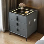 3-Drawer Smart Bedside Table with Wireless Charging – Solid Wood Nightstand with Fingerprint Lock - Image 6