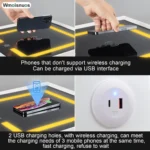 Smart 2 Drawers Bedside Table With Wireless Charging Bedside Cabinet With LED Light Nightstand Organiser With High Gloss Front - Image 6