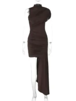 Elegant black one-shoulder dress perfect for formal events and parties. Stylish, sophisticated, and.