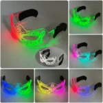 Neon LED glasses with glowing, colorful frames perfect for parties and events. Bright, flashing eyew.
