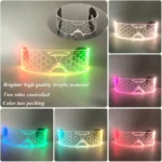 Neon LED light-up glasses with hexagon pattern, perfect for parties and events.