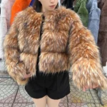 Faux fur coat for women, stylish and warm, perfect for winter fashion.