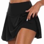 Quality black athletic skirt with built-in shorts for active wear.
