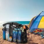 Extra Large Waterproof Beach Bag — Foldable with Mesh Straps & Zippered Pockets