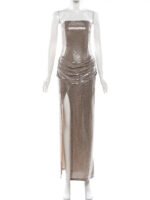 Sequin Evening Gown – Strapless Ruched Bodycon Dress - Image 4
